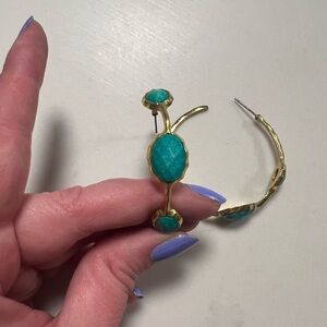 Gold and Turquoise Hoop Earrings